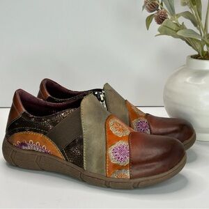 L'Artiste Women's Lata Slip-On Brown Multi Sz 40 US 9-9.5 Genuine Leather Boho